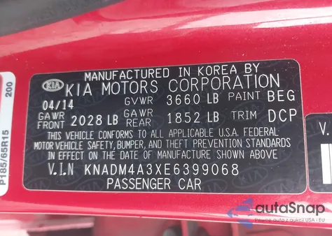 2014 Kia Rio Lx from USA, damaged, VIN KNADM4A3XE6399068